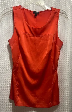 Ann Taylor Sleeveless Blouse Top Women’s 4 Orange Satin Look Career Work thumbnail 1