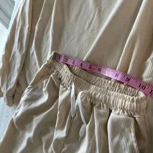 Women's Oversized Lightweight Two Piece Waffle Jogger Set Cream Size 3XL #260722 thumbnail 4