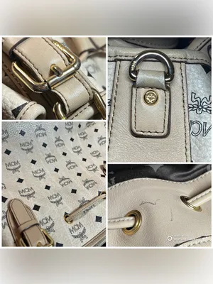 Vintage MCM Cream Visetos Monogram Drawstring Bucket Shoulder Bag Tote thumbnail 11