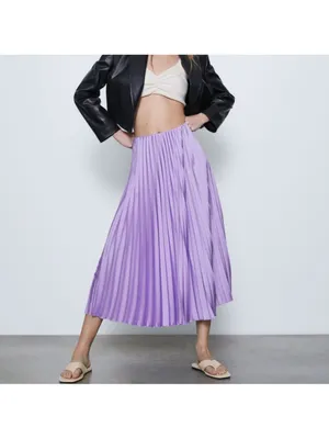 Zara Lavender pleated Midi Skirt thumbnail 5