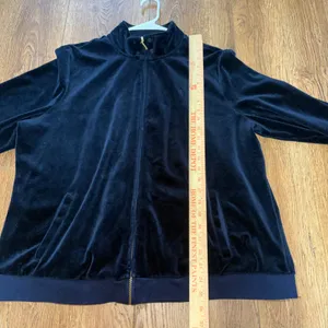 Lauren Ralph Lauren Black Velour‎ Full Zip Track Jacket Womens XL y2k bomber thumbnail 7