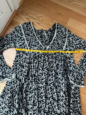 Free People Like You Best Black Floral Bell Sleeve Mini Dress Tunic M thumbnail 9