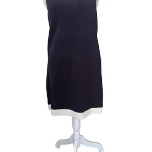 Tuckernuck Marie Dress Navy White Contrast Trim Knit Shift Mini XS thumbnail 8
