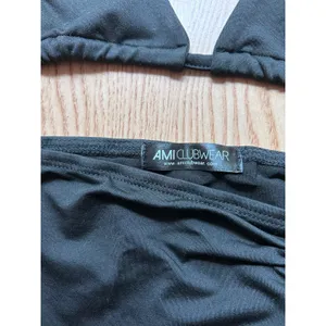 New AMI 2Pc String Bikini👙Top & Skirt Cover up Sarong Black fit Medium Large XL thumbnail 12