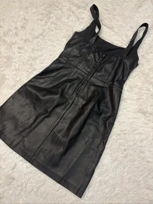 Abercrombie Classic Black Faux Leather Mini Dress - Sleek Square Neck thumbnail 2