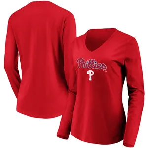 Fanatics Philadelphia Phillies Core Team Lockup Long Sleeve V-Neck Shirt Medium thumbnail 1