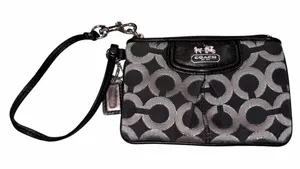 Coach Signature Gray & Black Op Art Wristlet Wallet thumbnail 1