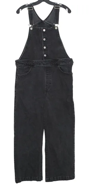 Levis Denim Overalls Mile High Wide Leg Crop Y2K Grunge 90s Streetwear Black 33 thumbnail 1