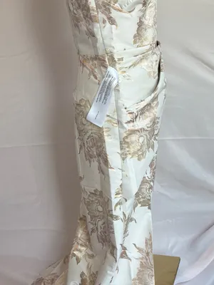 Kay Unger Ivory Dress with Gold Floral Jacquard thumbnail 5