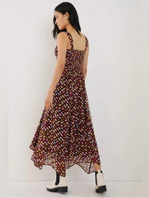 Anthropologie Maeve Sweetheart Maxi Dress Pockets Brown Red Polka Dot Size‎ 0 thumbnail 2