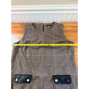 Tommy Hilfiger Glen Plaid Faux Leather Trim Sheath Dress Brown Orange Size 14 thumbnail 9