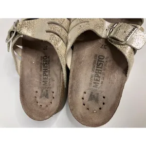 Mephisto Slide Sandals Womens 37 Silver Metallic Good Cork Buckle Air-Relax thumbnail 4