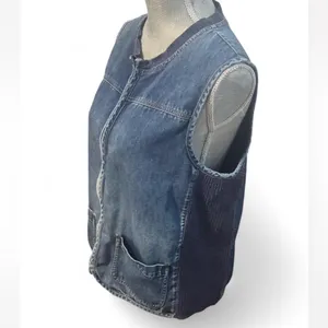 Embroidered Denim Vest Blue Size M thumbnail 5