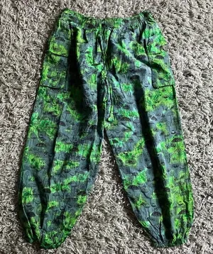 Baggy Trippy Hippie Mushroom Tie Dye Elastic Waist Pants - One Size thumbnail 1