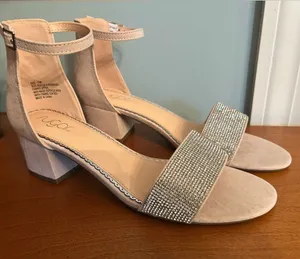 Nicolette Crystal-Embellished Block Heel Sandals - Blush thumbnail 1
