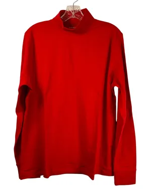 Lands End Red Mock Neck Long Sleeve Cotton Shirt Large 14-16 thumbnail 1