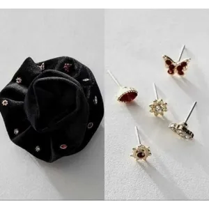 Free People Rosette Stud Pack NWT Black thumbnail 2