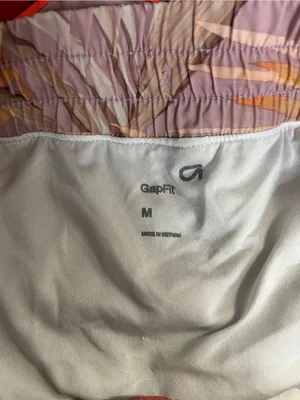GAP Women's Palm-Print Athletic Shorts with Neon Orange Trim thumbnail 4