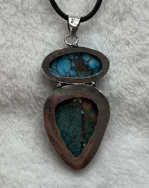 Turquoise Natural Gemstone 925 Silver Plated Gemstone Pendant Necklace thumbnail 6