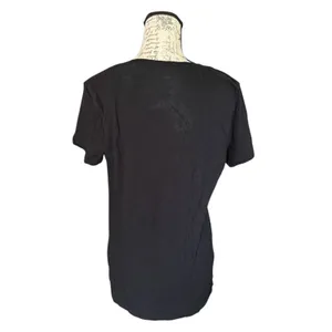 Felina Plain Black V Neck Cotton Short Sleeve Shirt Size Medium thumbnail 2