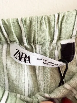 Zara Linen Blend Stripe Pull On Pant Size XS thumbnail 4