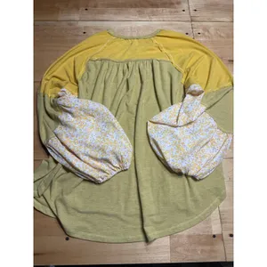 Chic Soul Yellow‎ Floral Balloon Sleeve Gathered Neck Tunic Top Plus Size 2X thumbnail 5
