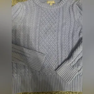 J. Crew Purple Cable Knit Long Sleeve Pullover Sweater M thumbnail 5