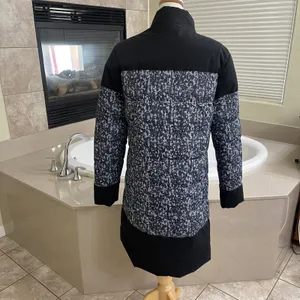 Fabletics‎ Waco Womens Black Gray Print Puffer Coat Longline Quilted Jacket Sz M thumbnail 2