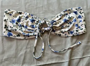Dippin' Daisy's Blue and White Floral Bikini Top thumbnail 1