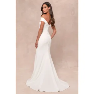 Lulus Arienne White Off-the-Shoulder Mermaid Maxi Dress Wedding Elegant Medium thumbnail 3
