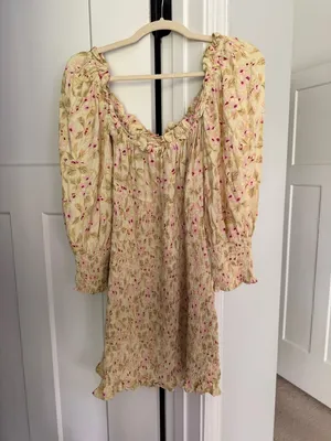 Faithful The Brand Gombardy Dress yellow‎ floral smocked long sleeve thumbnail 6