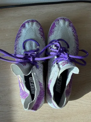 Nike iD Purple and White Knit Slip-On Sneakers, Size 6 thumbnail 5