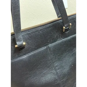 Nordstrom Black Leather Shoulder Bag Classic Neutral Minimalist Top Handle Purse thumbnail 8