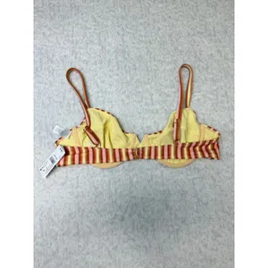 PacSun Outer Banks OBX Striped Underwire Bikini Top Pink Yellow Brown Medium NEW thumbnail 3