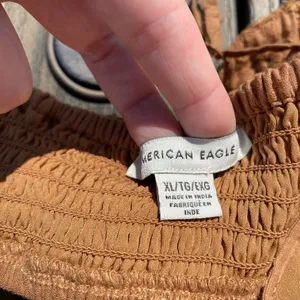 American Eagle XL Brown Square Neck Embroidered Crop Tank top tie back floral thumbnail 5