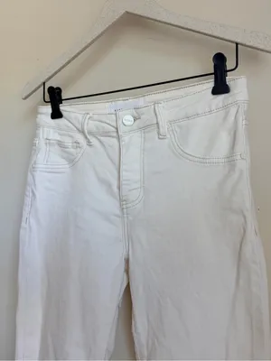 Risen White Mid Rise Straight Crop Ankle Jeans Size 5 (27) Stretch Denim thumbnail 5