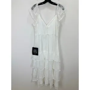 Lulus Graceful Darling White Lace Flutter Sleeve Tiered Midi Dress XL NWT thumbnail 10