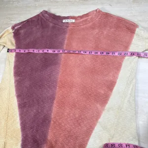We The Free Free People Colorblock Thermal Waffle Knit Top Plum Coral Small thumbnail 7
