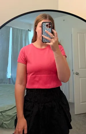 aerie Bright Pink Crewneck Crop Top thumbnail 1