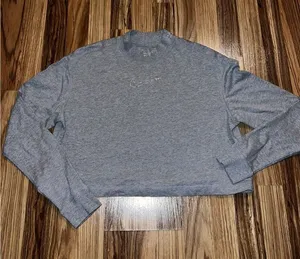 NIKE‎ WOMEN RHINESTONE MOCK Y2K CROP TOP Sz M Medium Long Sleeve Shirt thumbnail 1