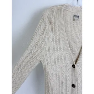 Fisherman Cable Knit Wool Cashmere Long Cardigan Cream Duluth Trading Co L thumbnail 2
