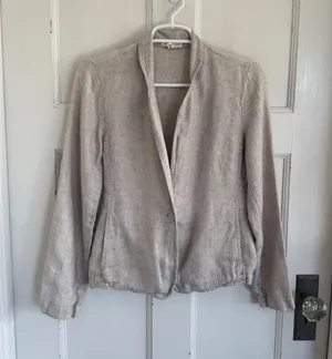 Eileen Fisher‎ beige linen blend one button blazer size xs thumbnail 1