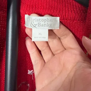 Christopher & Banks Red Snowman Embroidered Full Zip Knit Sweater Vest XL thumbnail 4