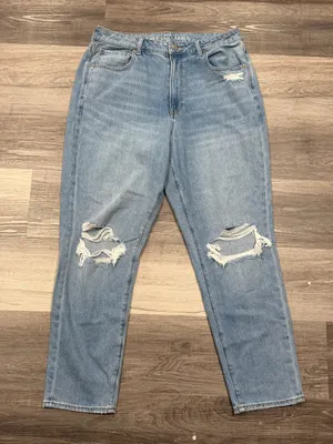 American Eagle Womens Mom Jeans Size 12 Regular Light Wash Distressed High Rise thumbnail 1