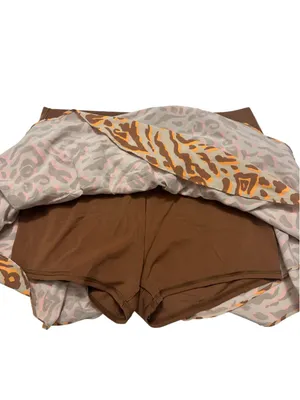 Aerie Brown and Tan Animal Print Tiered Skirt thumbnail 5