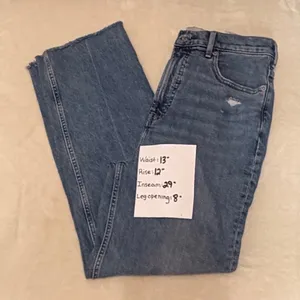 Everlane The Way-High Jean 27L Distressed Raw Hem Straight Leg Blue Denim 27 L thumbnail 4