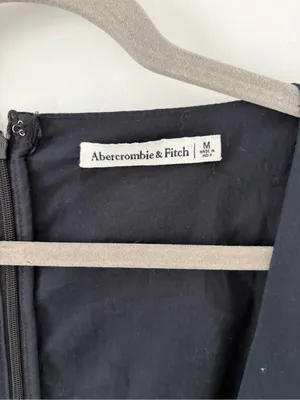 Abercrombie & Fitch Black Poplin Square Neckline Long Sleeve Babydoll Mini Dress thumbnail 3
