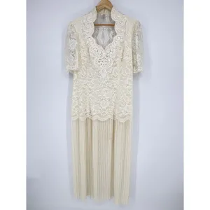 Vintage‎ Scott McClintock Ivory Cream Lace Pleated Dress Evening Gown Size 14 thumbnail 3