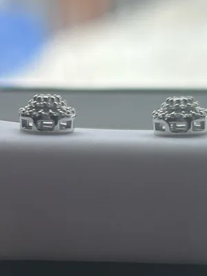 .38 ct Moissanite Diamond Halo Sterling Silver Earrings thumbnail 6