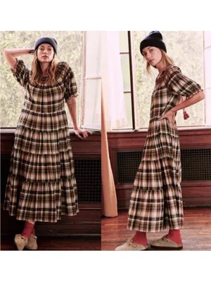 THE GREAT Sea Glass Plaid Tiered Dress TGR1/US4-6 thumbnail 2